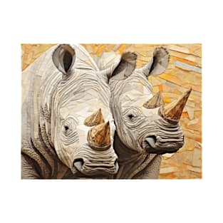 Rhinoceros Animal Art Decor Paint Mosaic T-Shirt