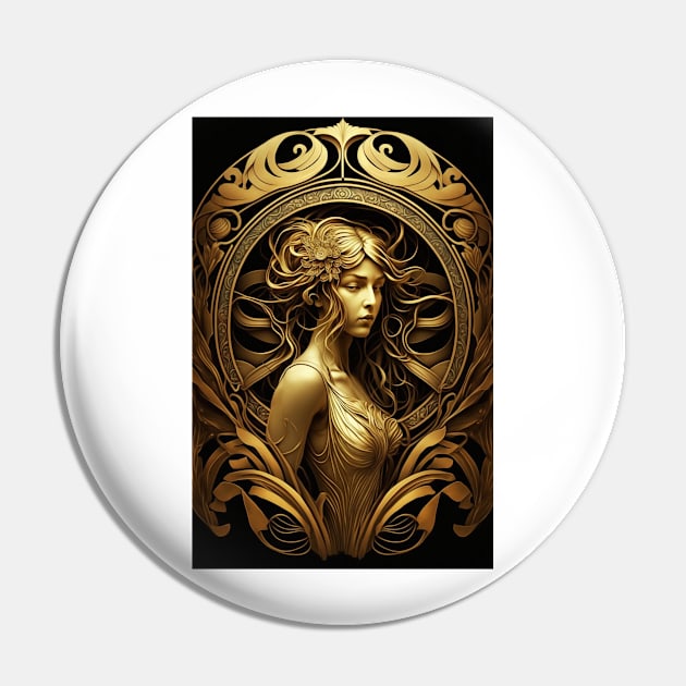 A Golden Goddess Pin by ArtNouveauChic