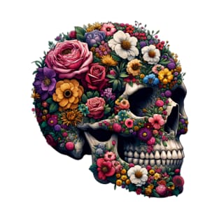 Floral Skull Garden of Eden Illustration T-Shirt