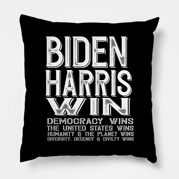 Biden Harris Win Pillow by Jitterfly