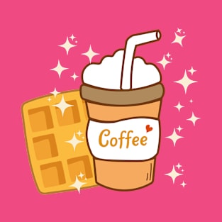 Kawaii Coffee And Waffle T-Shirt