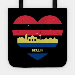Germany Skyline cityscape Heart Shape Birds Flying Berlin Tote