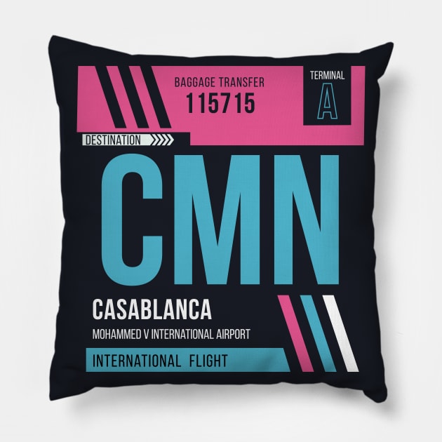 Casablanca (CMN) Airport Code Baggage Tag Pillow by SLAG_Creative