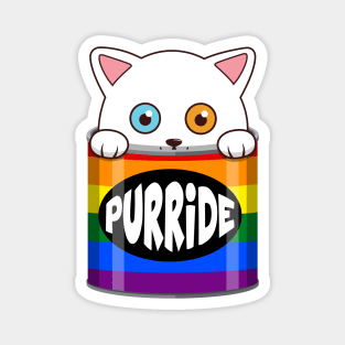 Funny White Cat Gay Pride Magnet