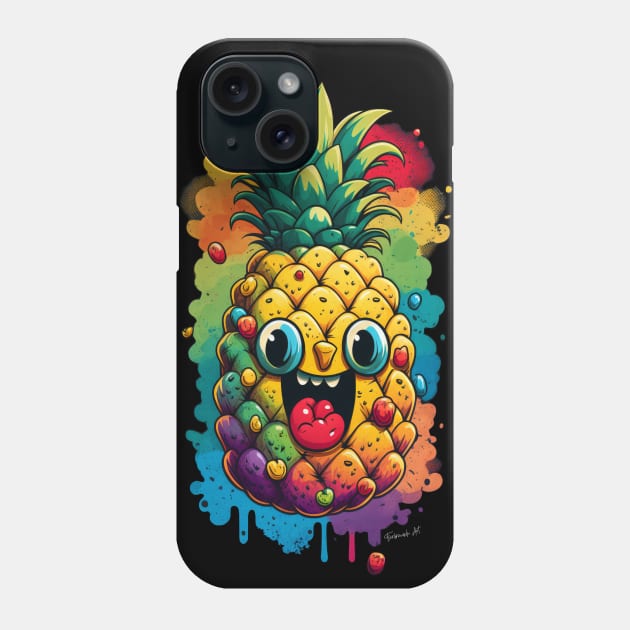 Colorful Pineapple Comic Phone Case by Farbrausch Art