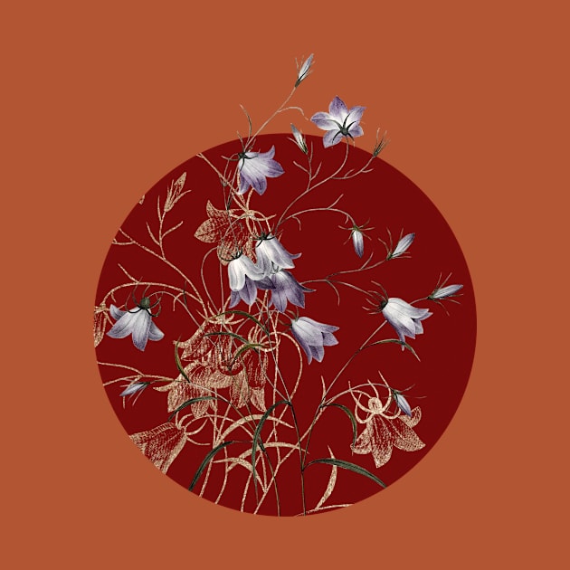 Vintage Blue Flower Botanical Illustration on Circle by Holy Rock Design