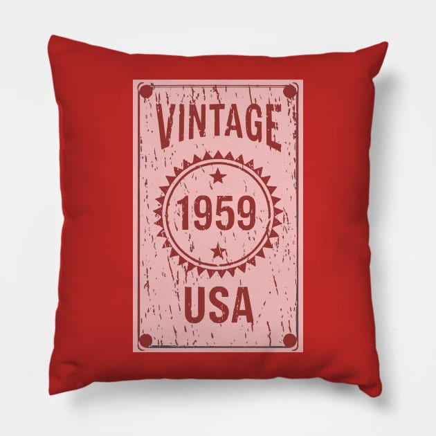 Vintage 1959 USA Pink Pillow by Fractalizer