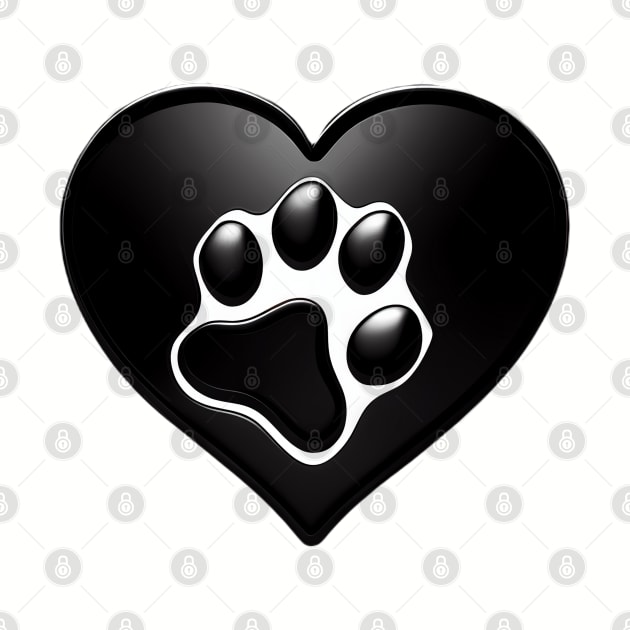 Cat, Dog paw on heart by ArgonArtist