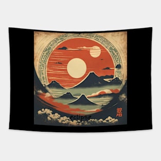 totally awesome eclipse 2024 Japanese vintage style Tapestry