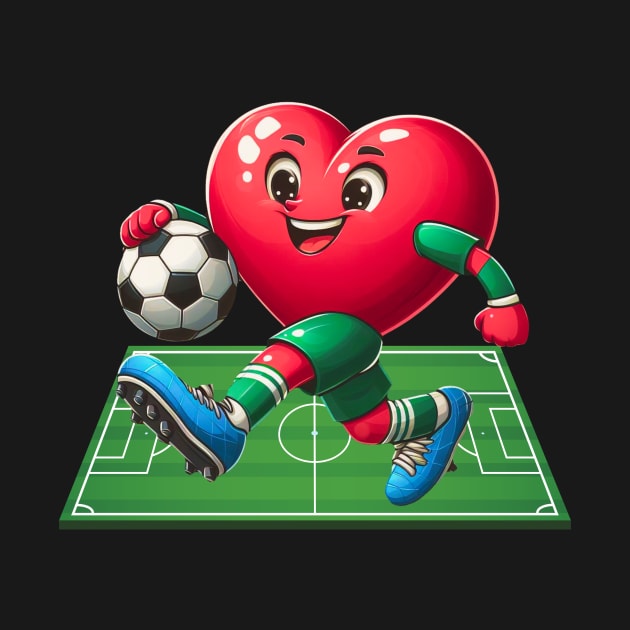 Heart Playing Soccer Cute Valentines Day Sports Lover by Figurely creative