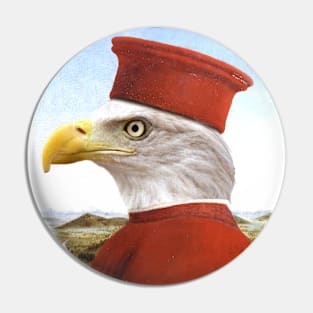 Profile Portrait of a Bald Eagle as Federico da Montefeltro - Pet Gift Pin