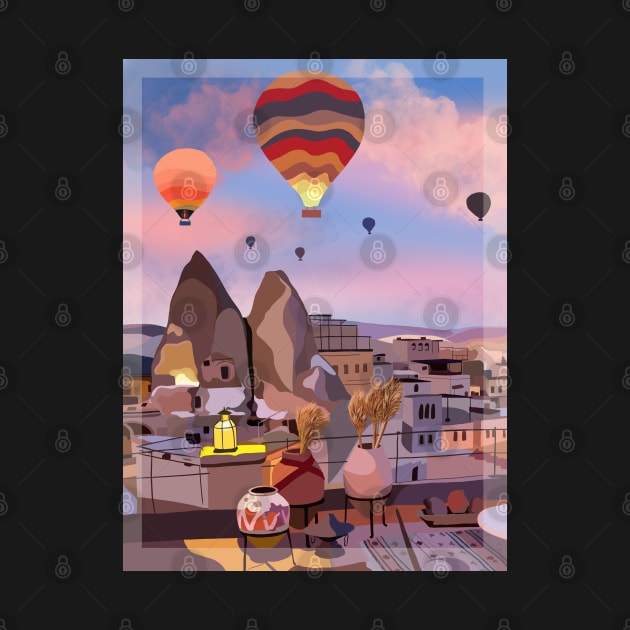 Cappadocia Air Balloons Turkey Wall Art by Holailustra