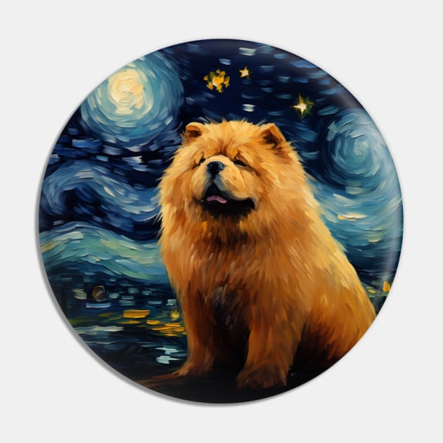 Chow Chow Painted in Starry Night style Pin by NatashaCuteShop