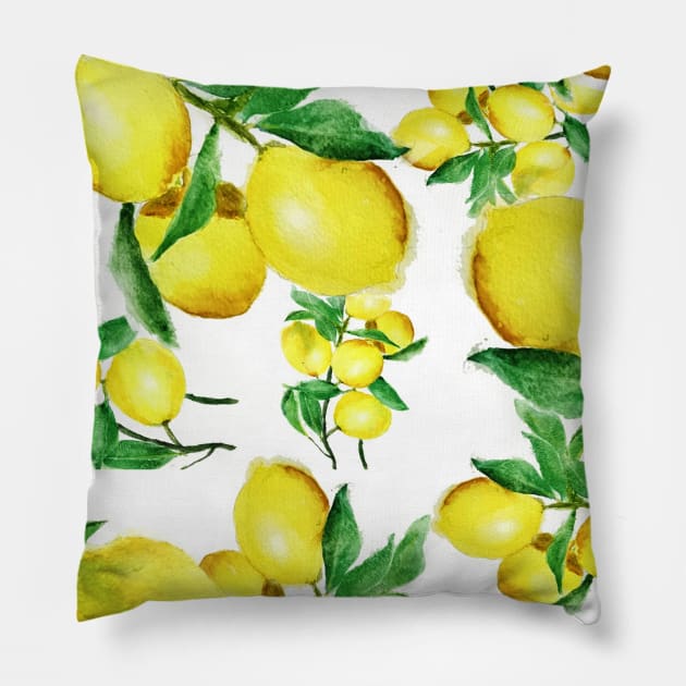 lemon pattern art Pillow by colorandcolor