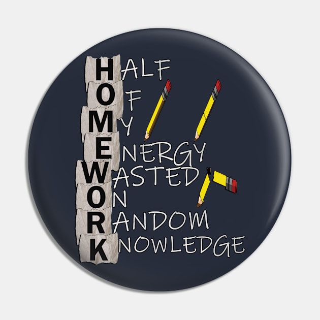Funny Back to School Homework Definition Student & Teacher Fun Quote School Gift Pin by tamdevo1