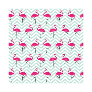 Flamingo mint pattern T-Shirt