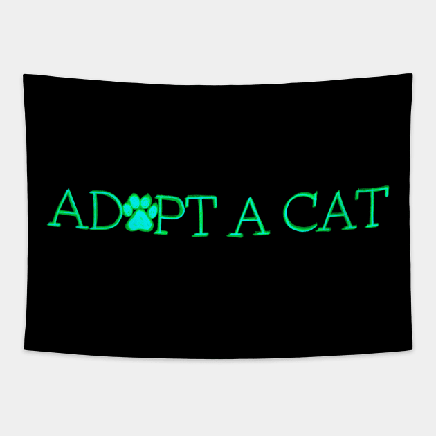 Adopt A Cat Green Tapestry by ROLLIE MC SCROLLIE