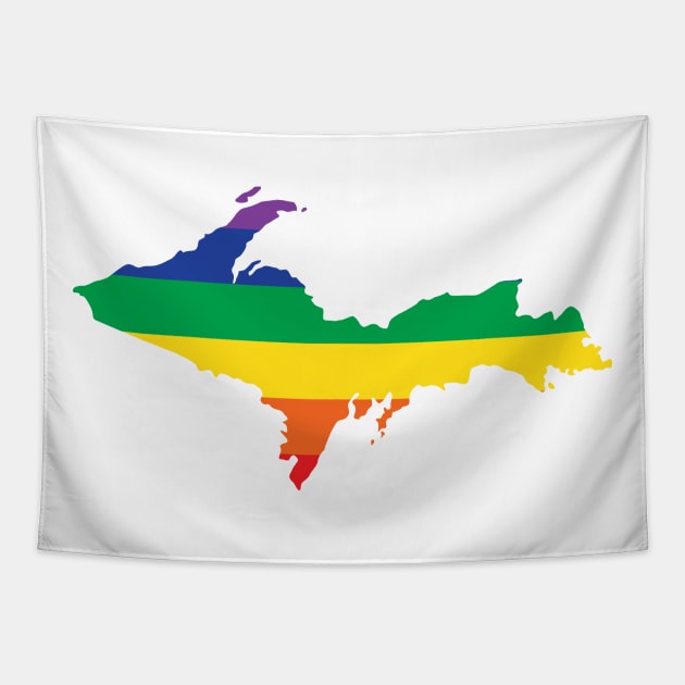 Upper Peninsula Rainbow LGBTQ Gay Pride Tapestry by DoctorWatsonDesigns