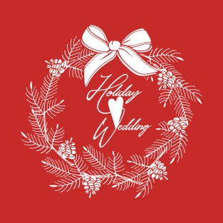 Holiday Wedding Festive Winter Wreath with Heart T-Shirt