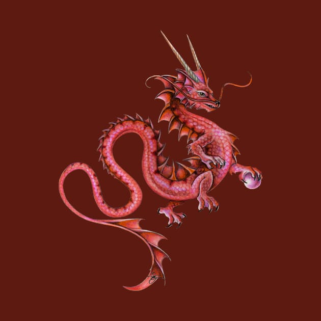 Serene Red Asian Dragon by Sandra Staple