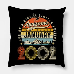 Awesome Since January 2002 Vintage 21st Birthday Pillow