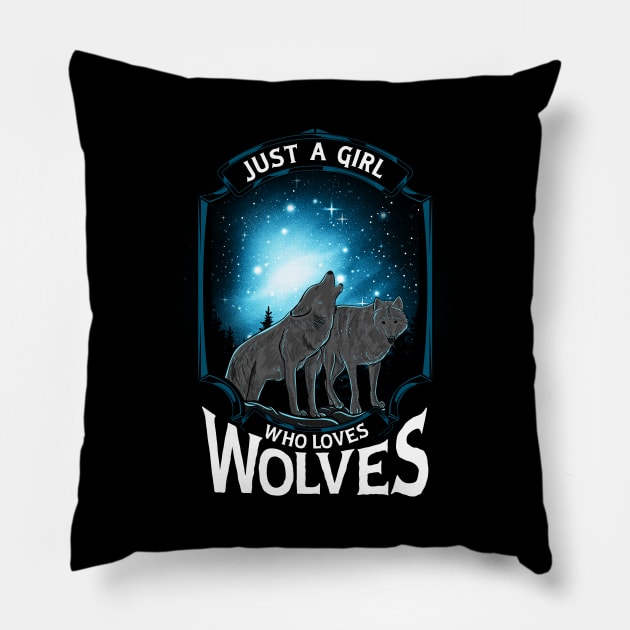 Cute Just A Girl Who Loves Wolves Lone Wolf Pillow by theperfectpresents