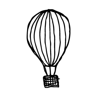 Hot Air Balloon Doodle Black T-Shirt