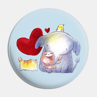 Cockatiel Elephant and Cat Love Pin