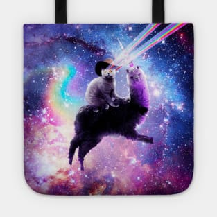 Laser Eyes Outer Space Cat Riding On Llama Unicorn Tote