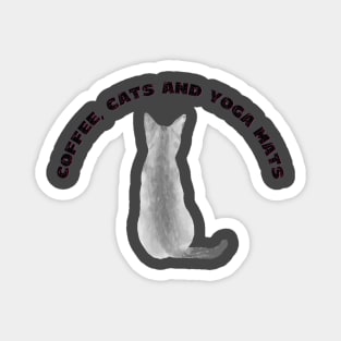 Coffee cats and yoga mats funny yoga and cat drawing Magnet