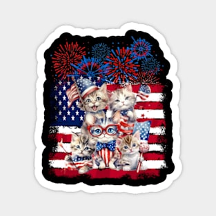 Cat Happy Freedom Day Cat Lovers Cat Moms 4th July American Magnet