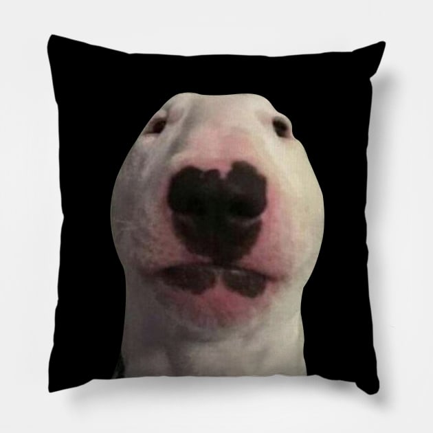 Staring Forward Dog Meme Pillow by artsylab