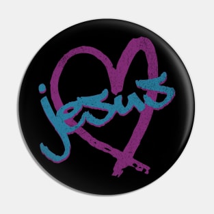 I Love Jesus Vintage 80's & 90's Purple and Blue Pin