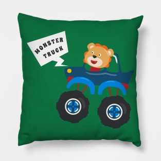 illustration of monster truck with cartoon style. Pillow