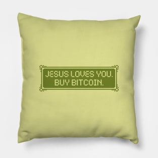 Jesus Loves You Buy Bitcoin Pixel Art Pillow