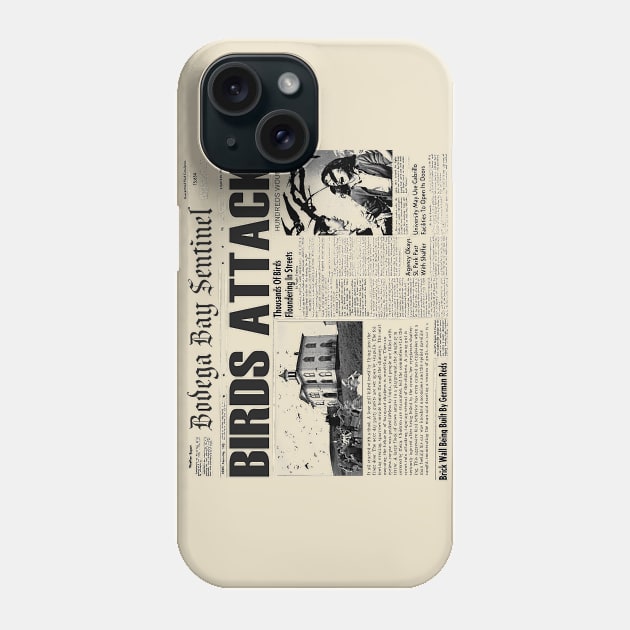 The Birds Newspaper Phone Case by MonkeyKing