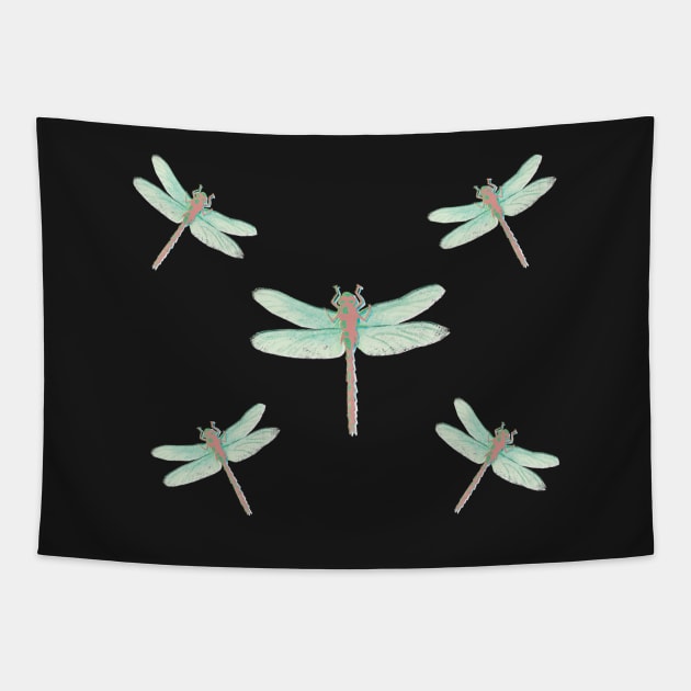 Dragenfly Pattern Sticker Tapestry by ColorsHappiness