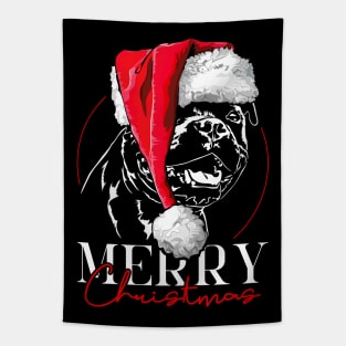 Funny Santa Staffordshire Bull Terrier Merry Christmas dog mom gift Tapestry