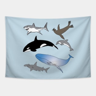 Marine Life Bliss, wildlife gifts, illustration, sea life Tapestry