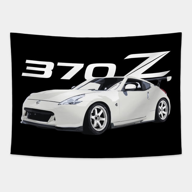 jdm white 350z 370z racing nissan Tapestry by cowtown_cowboy