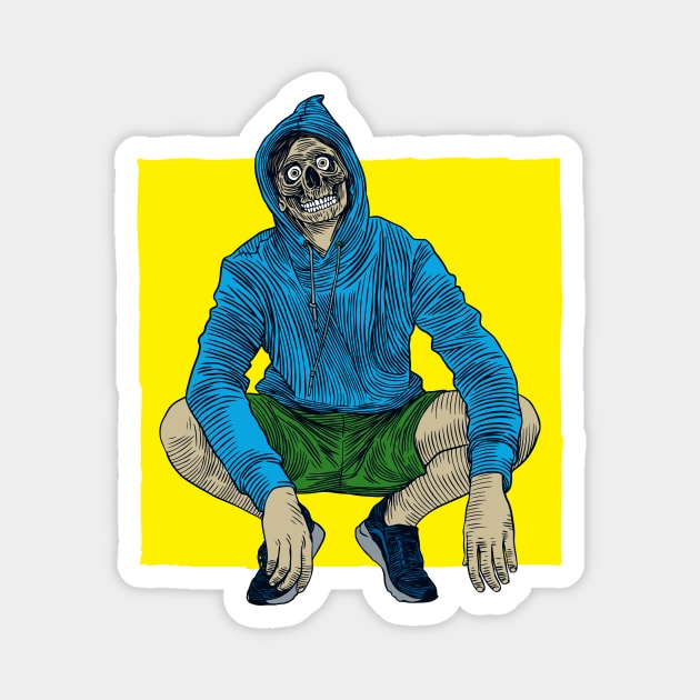 Skull Crouching Style Magnet by jafaris