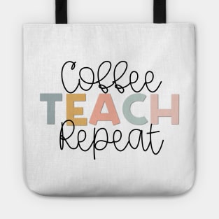 Coffee Teach Repeat Muted Rainbow Tote