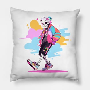 preppy skeleton Pillow