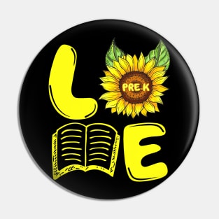 Love Pre k Sunflower Funny Back To School Teacher Gift Pin