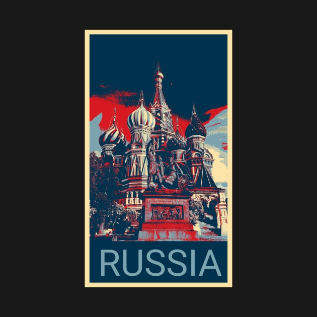 Moscow Russia in Shepard Fairey style design by Montanescu