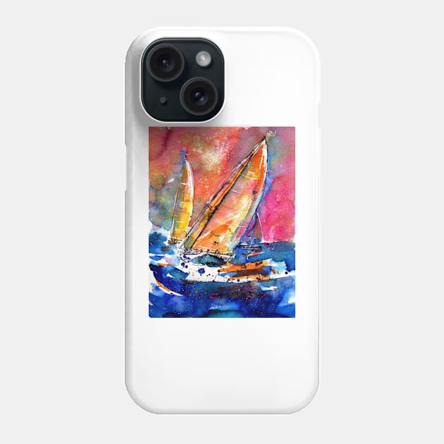 Sailboat at sea Phone Case by kovacsannabrigi