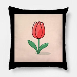 Red tulip flower Pillow