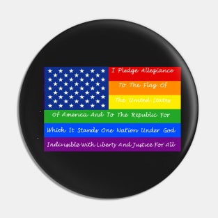 gay pride flag with pledge of allegiance Pin