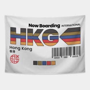 Vintage Hong Kong HKG Airport Label Retro Travel Tapestry