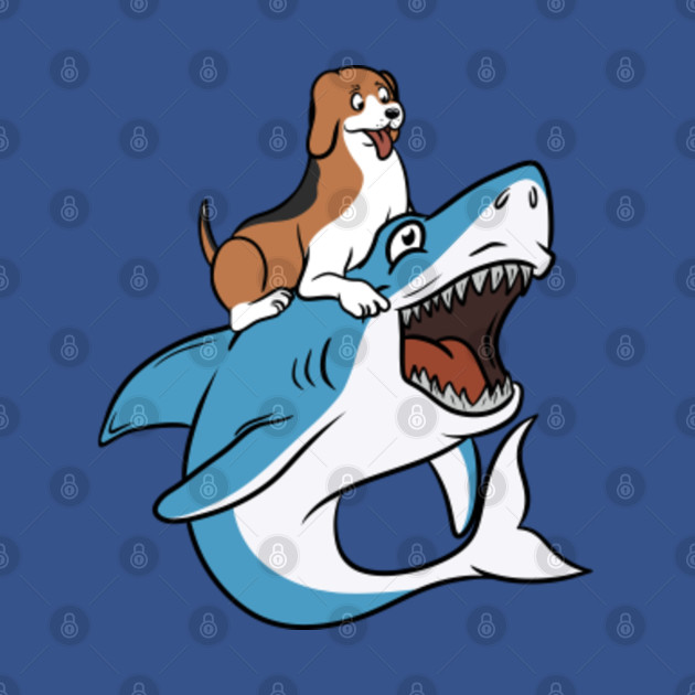 Discover Beagle Riding Shark - Beagle - T-Shirt